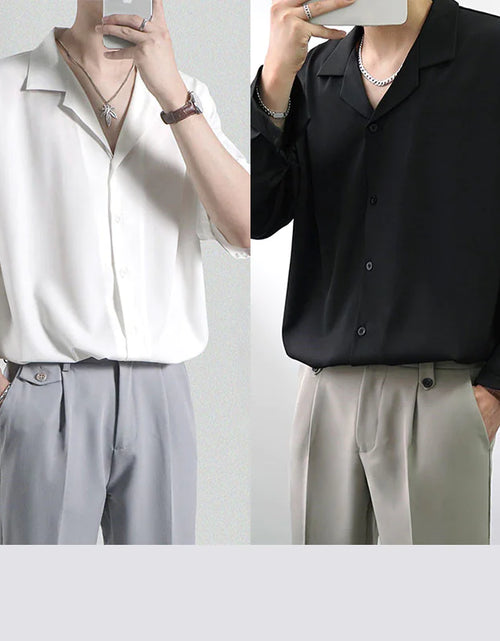 Load image into Gallery viewer, Men&#39;s Loose Casual Draped Ice Silk Shirt
