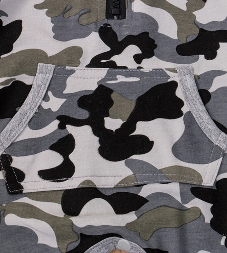 Boys Zipper Romper Jumpsuit Playsuit Hooded