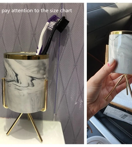 Nordic Marble Pattern Ceramic Iron Art Vase