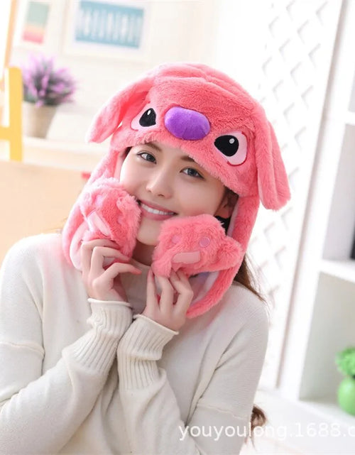 Load image into Gallery viewer, Plush Animal Cartoon Hat with Moving Rabbit Ears: Funny Gift for Kids
