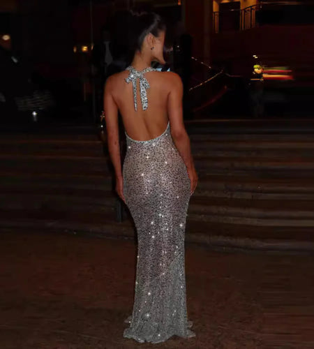 Luminous Halter Dress