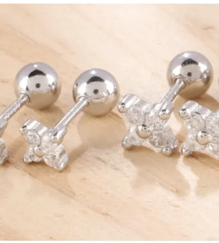 Women's Clover Flower Zircon Stud Earrings