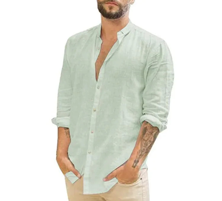 Solid Color Collar Shirt