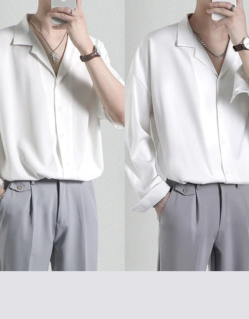 Load image into Gallery viewer, Men&#39;s Loose Casual Draped Ice Silk Shirt
