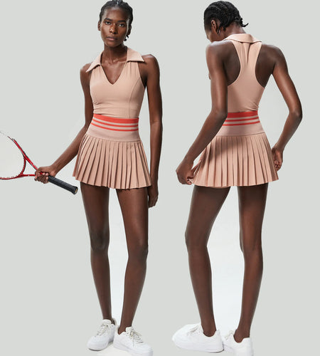 V-Collar High Waist Tennis Suit