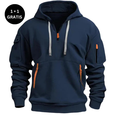 Cotton Dropped Shoulder Hooded Sweatshirt