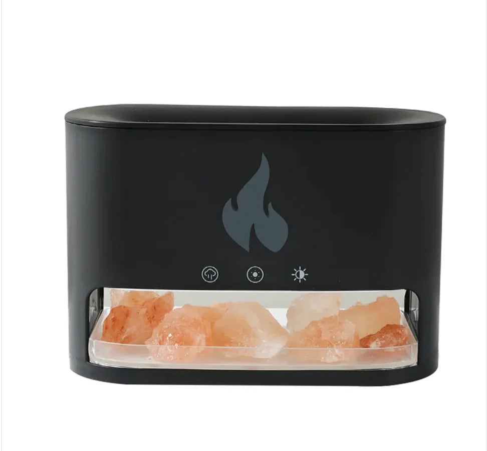 Flame Humidifier with Aromatherapy & Crystal Salt Lamp