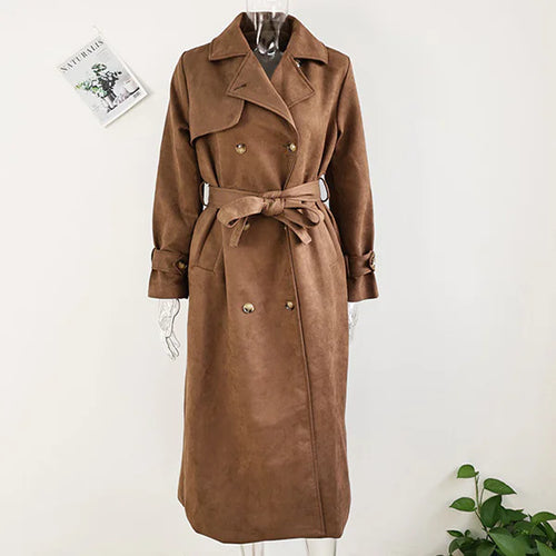 Load image into Gallery viewer, Vintage Suede Belted Long Coat
