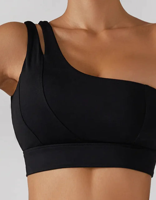 Load image into Gallery viewer, Ribbed One Shoulder Stretch Yoga Bra &amp; Shockproof Women's Activewear Set
