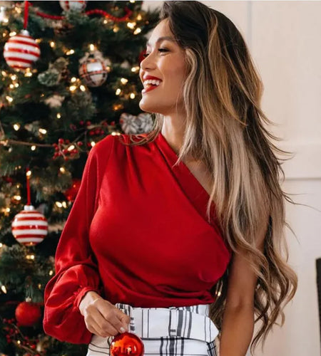 Asymmetrical Shoulder Long Sleeve Tee