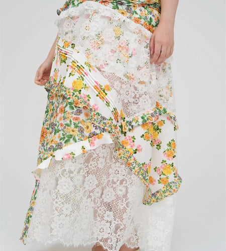 Women's Printed Halter Patchwork Hem Long Dresses