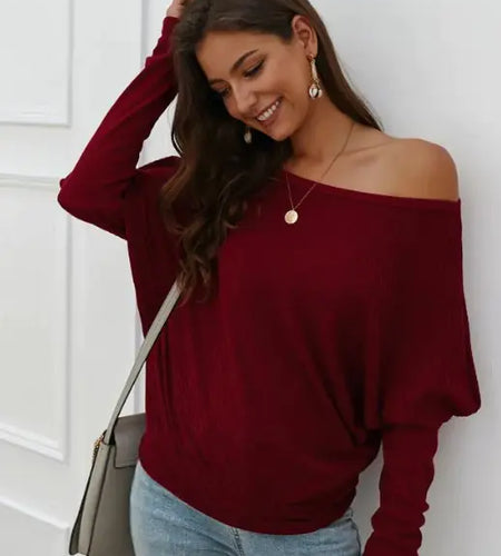 Off Shoulder Sweater Knit Top