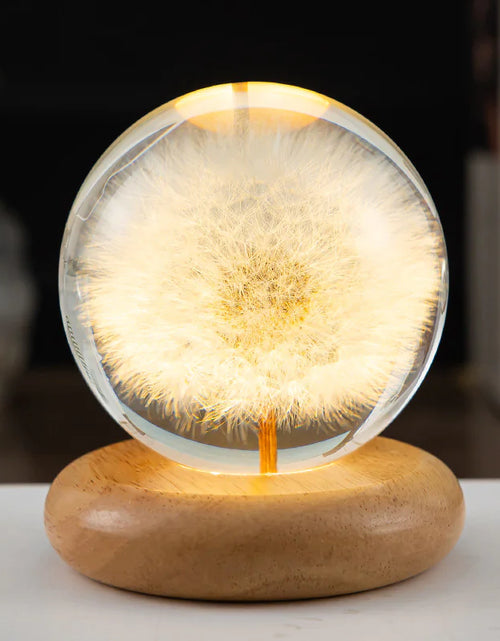 Load image into Gallery viewer, LED Flower Crystal Ball Night Light with Wooden Base
