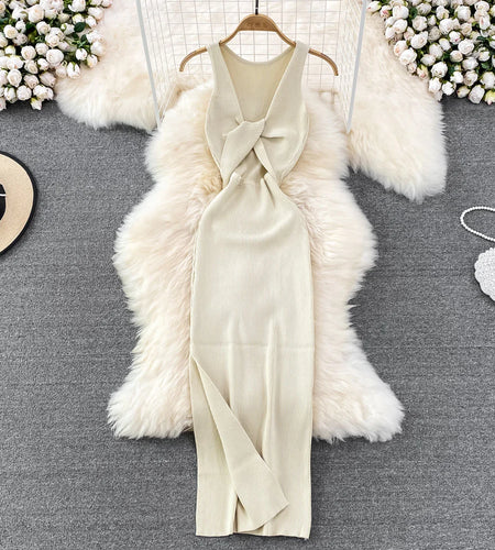 Chic Hollow Knit Reversible Dress