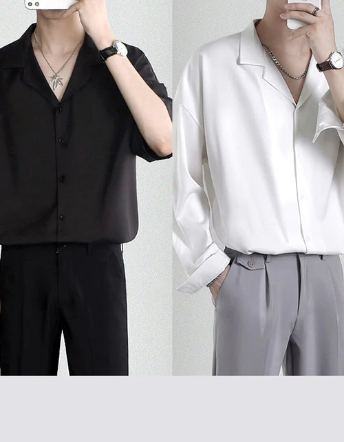 Load image into Gallery viewer, Men&#39;s Loose Casual Draped Ice Silk Shirt
