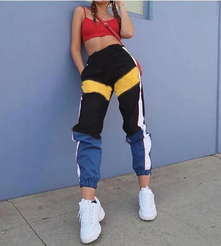 High Waist Patchwork Joggers