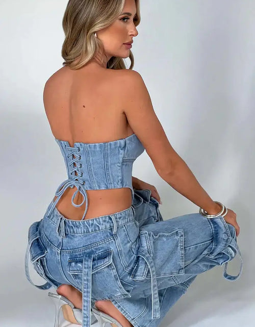 Load image into Gallery viewer, Cargo Denim Jeans
