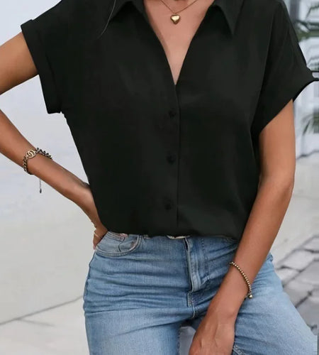 Solid Color Simple Short Sleeve Shirt