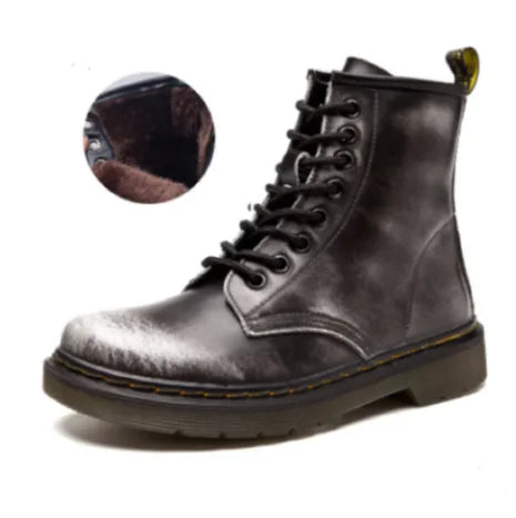 Load image into Gallery viewer, Low-Heeled Leather Martin Boots
