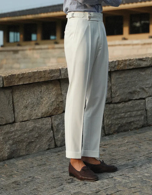 Load image into Gallery viewer, White High-Waist Retro Straight Trousers - Italian Business Style
