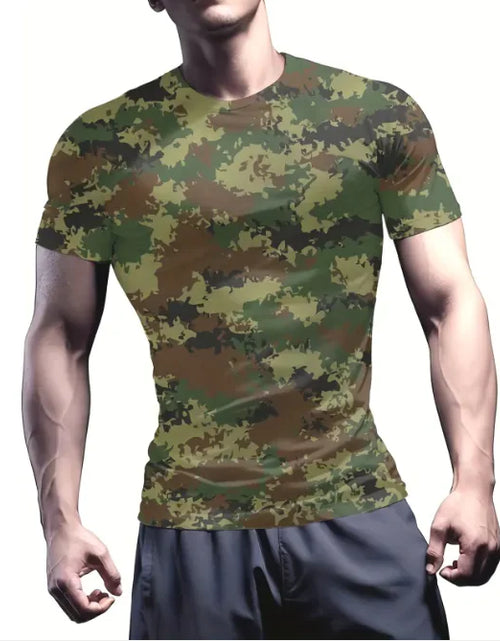 Load image into Gallery viewer, 3D Printed Men's Short-sleeved T-shirt High Elastic Tight Round Neck
