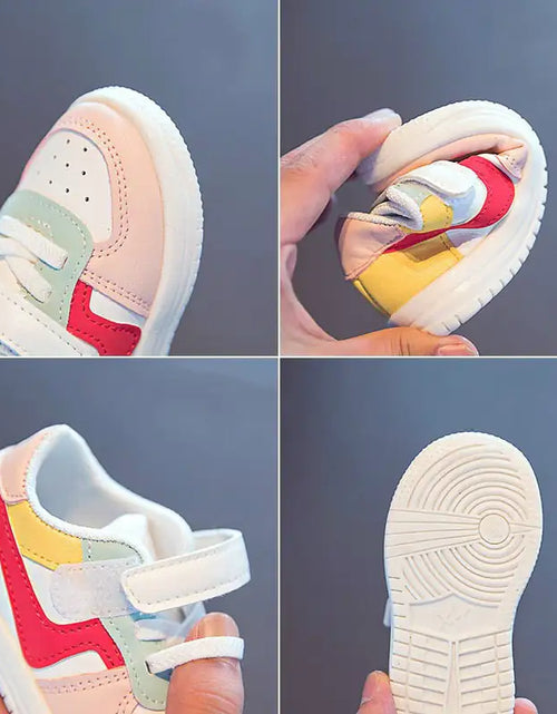 Load image into Gallery viewer, Retro Leather Multicolor Toddler Rubber Shoes
