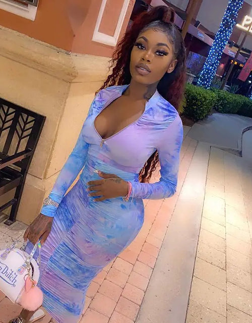 Load image into Gallery viewer, Autumn Digital Print Long Sleeve Bodycon Dress for Women
