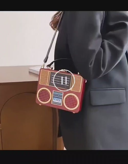 Load and play video in Gallery viewer, (Free Shipping)(Tariffs included in price) Acrylic Vintage Versatile Creative Radio Handbags Unisex Satchel Metal Punk Shoulder Bag Nostalgia Square Box Bag for women
