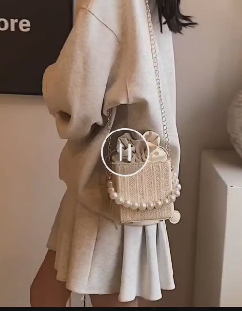 Load and play video in Gallery viewer, (Free Shipping)(Tariffs included in price) Rattan Pearl Small Handbag For Women High Fashion Soft Elegant
