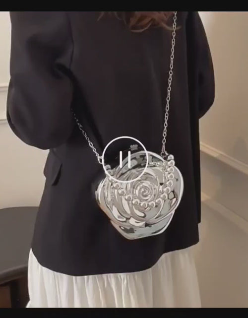 Load and play video in Gallery viewer, (Free Shipping)(Tariffs included in price) Luxury Acrylic Evening Bag for Women Fashionable Rose Flower Shaped Elegant Handbags Beads Chain Shoulder Cross Body
