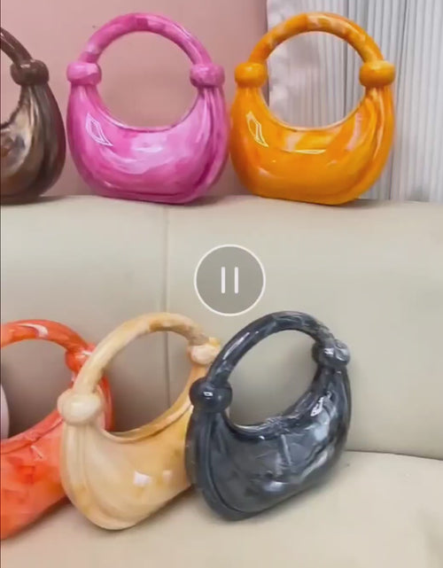 Load and play video in Gallery viewer, (Free Shipping)(Tariffs included in price) Luxury Women's Marble Grain Evening Clutch Handbag Acrylic Bag with Chain Decoration Wedding Parties Valentine's Day gift purse
