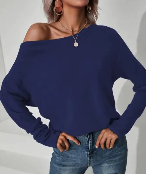 Load image into Gallery viewer, Knitted Oblique Shoulder Sweater
