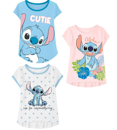 Disney Lilo & Stitch T-Shirt (Sets) Graphic Outfit Tee Toddlers Birthday to Girls Clothes 11 Bu/Pk/W SS
