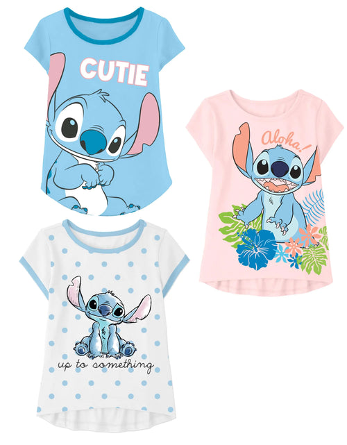 Load image into Gallery viewer, Disney Lilo &amp; Stitch T-Shirt (Sets) Graphic Outfit Tee Toddlers Birthday to Girls Clothes 11 Bu/Pk/W SS
