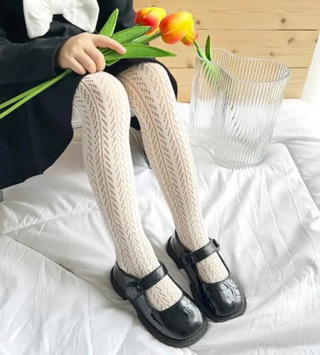 Girls' Korean Style Hollow Mesh Leggings