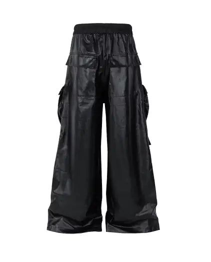 Leather Baggy Cargo Pants