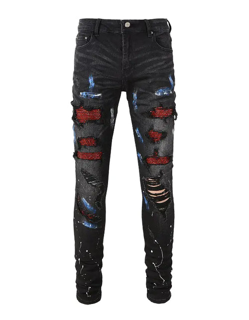 Load image into Gallery viewer, Crystal Stretch Denim Skinny Jeans
