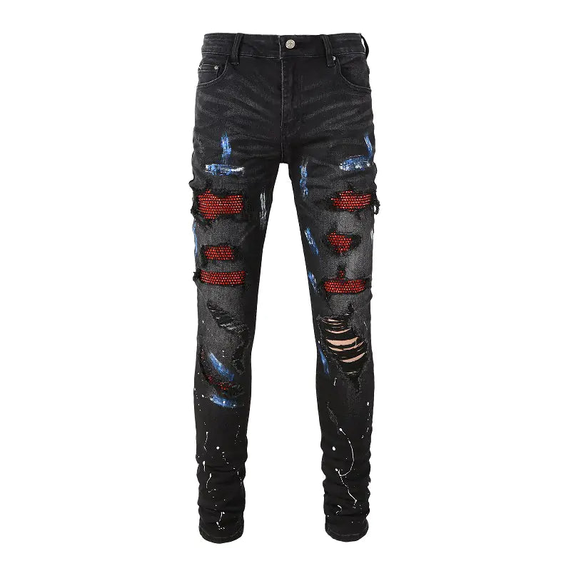 Crystal Stretch Denim Skinny Jeans