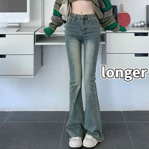 Load image into Gallery viewer, Flare Jeans Women Skinny High Waist Aesthetic Y2k
