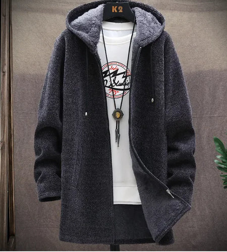 Jacket plus fleece hooded sweater coat men
