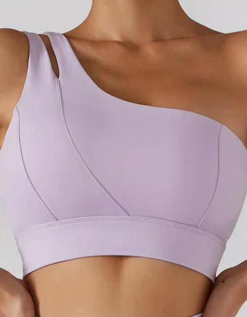 Load image into Gallery viewer, Ribbed One Shoulder Stretch Yoga Bra &amp; Shockproof Women's Activewear Set
