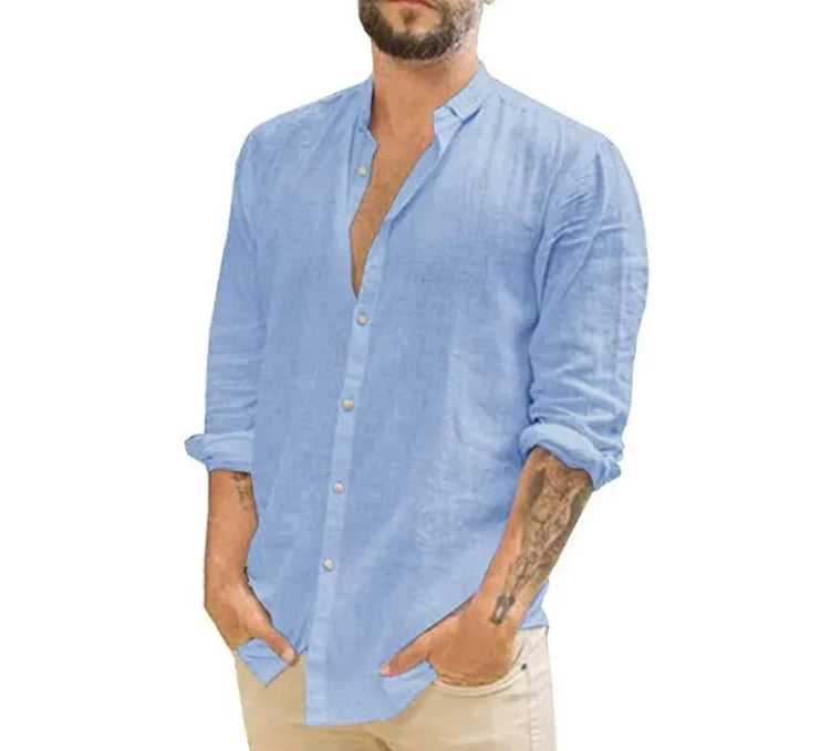 Solid Color Collar Shirt