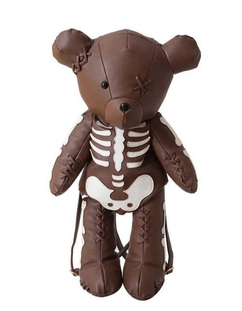 Load image into Gallery viewer, (Free Shipping)(Tariffs included in price) Funny Skeleton Bear Backpack PU Leather Artistic Personality Thriller Single Shoulder Crossbody Backpack Halloween Backpacks
