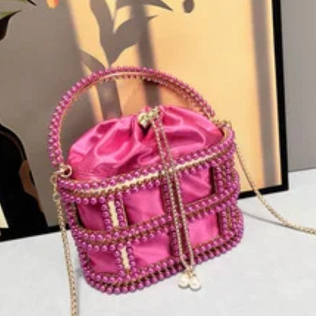 (Free Shipping)(Tariffs included in price) Diamond Metal Birdcage Dress Handbag Women's Chain Clutch Evening Bag