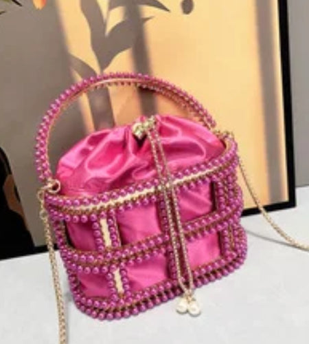 (Free Shipping)(Tariffs included in price) Diamond Metal Birdcage Dress Handbag Women's Chain Clutch Evening Bag