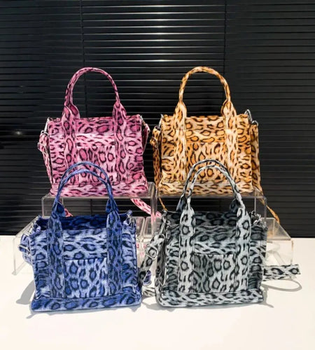 (Free Shipping)(Tariffs included in price) Leopard Pattern Casual Tote Bag Vintage Designer PU Leather Shoulder Bag Fashion Big Capacity Handbag For School Work Shopping