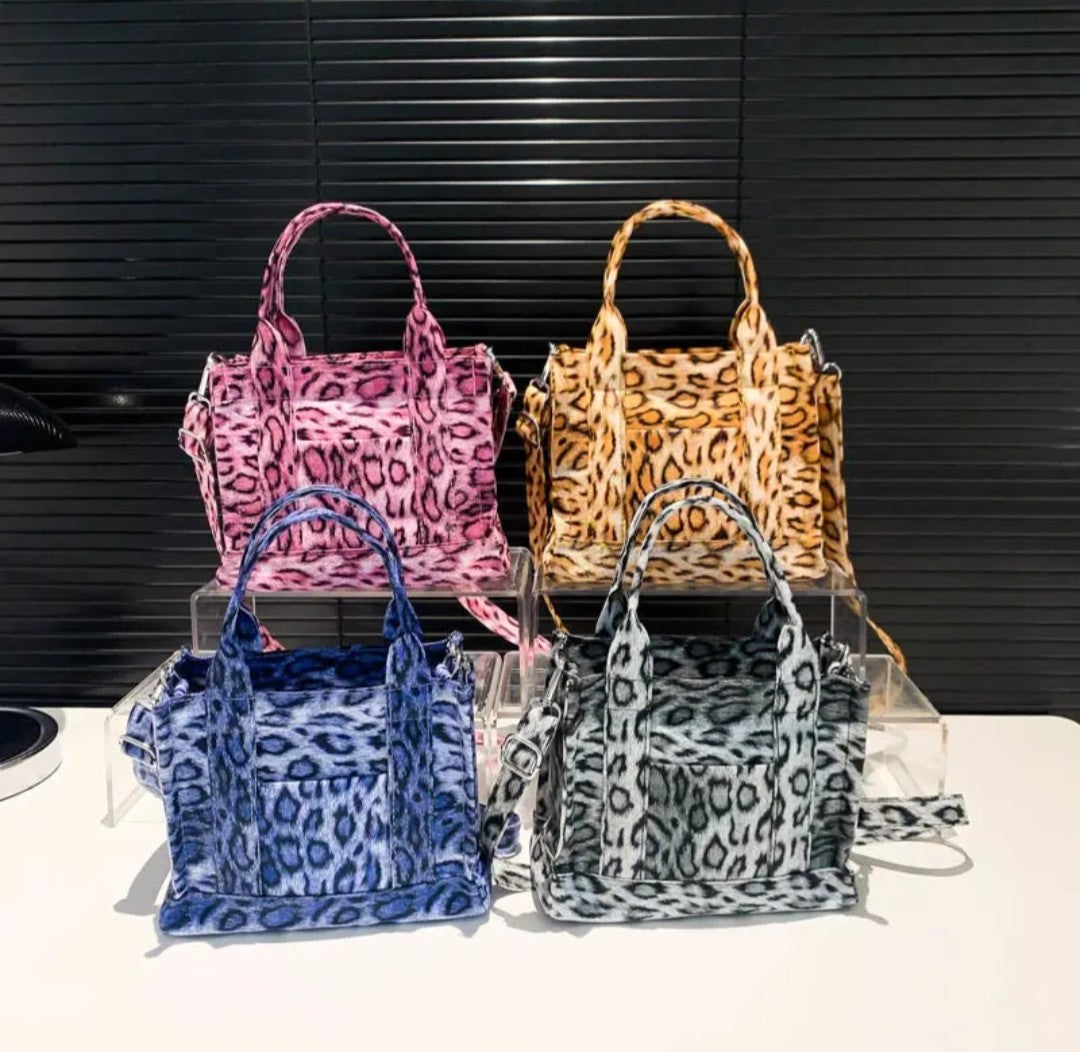 (Free Shipping)(Tariffs included in price) Leopard Pattern Casual Tote Bag Vintage Designer PU Leather Shoulder Bag Fashion Big Capacity Handbag For School Work Shopping