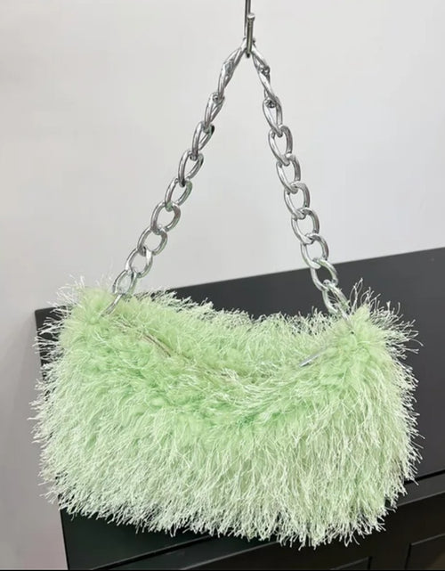 Load image into Gallery viewer, (Free Shipping) Plush Women's Hobos Underarm Bag Hot Girls Furry Clutch Shoulder Bag Luxury Faux Fur Female Fluffy Armpit Handbag
