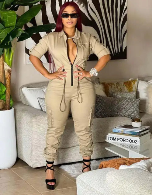 Load image into Gallery viewer, (Free Shipping)(Tariff included in price) Plus sizes available. Women's jumpsuit is made of breathable, quick-dry, and anti-pilling spandex/polyester material, perfect for summer and spring. It features a skin-friendly knitting, modern streetwear design.
