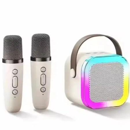 (Free Shipping)(Tariffs included in price) 2 Mic K12 Karaoke Machine Bluetooth Speaker Wireless Microphones RGB LED Colorful Ambient Lights Singing Speaker